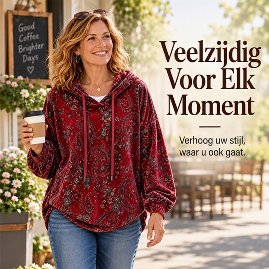 ✨ New Collection 💎 Women's Paisley-Print Hoodie with Drawstring – Comfortable Casual Sweatshirt with a Trendy Look