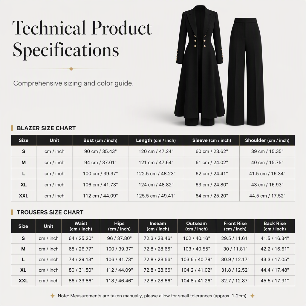 💖Women's Elegant Autumn 2 Piece Outfit Set with Retro Long Sleeve Coat and Simple Trousers