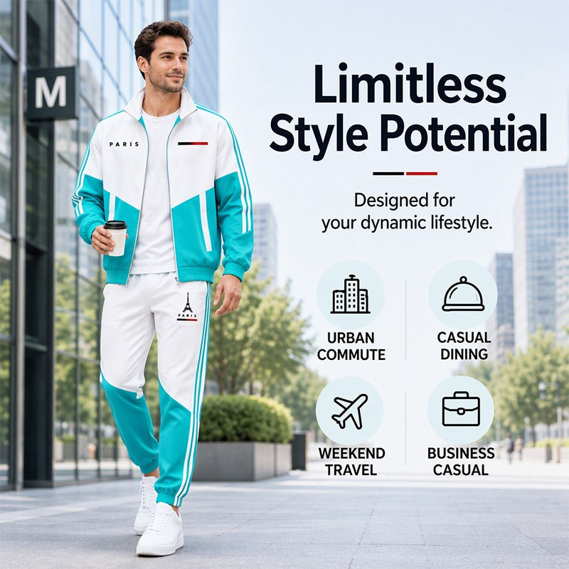 🖤Black Friday Sale:50% OFF🖤 🏃‍♀️Men's Colorblock Zip-Up Jacket & Drawstring Pants Set