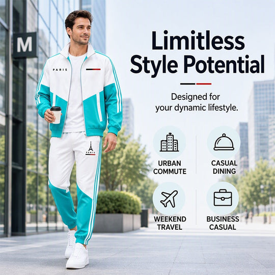 🖤Black Friday Sale:50% OFF🖤 🏃‍♀️Men's Colorblock Zip-Up Jacket & Drawstring Pants Set