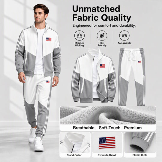 🖤Black Friday Sale:50% OFF🖤 🏃‍♀️Men's Colorblock Zip-Up Jacket & Drawstring Pants Set