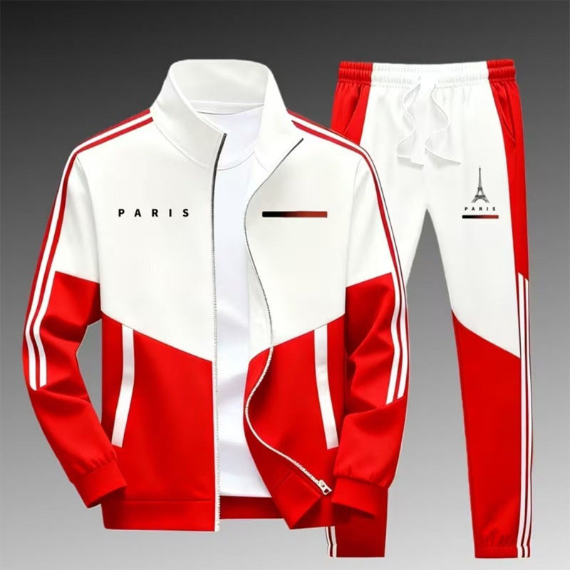 🖤Black Friday Sale:50% OFF🖤 🏃‍♀️Men's Colorblock Zip-Up Jacket & Drawstring Pants Set