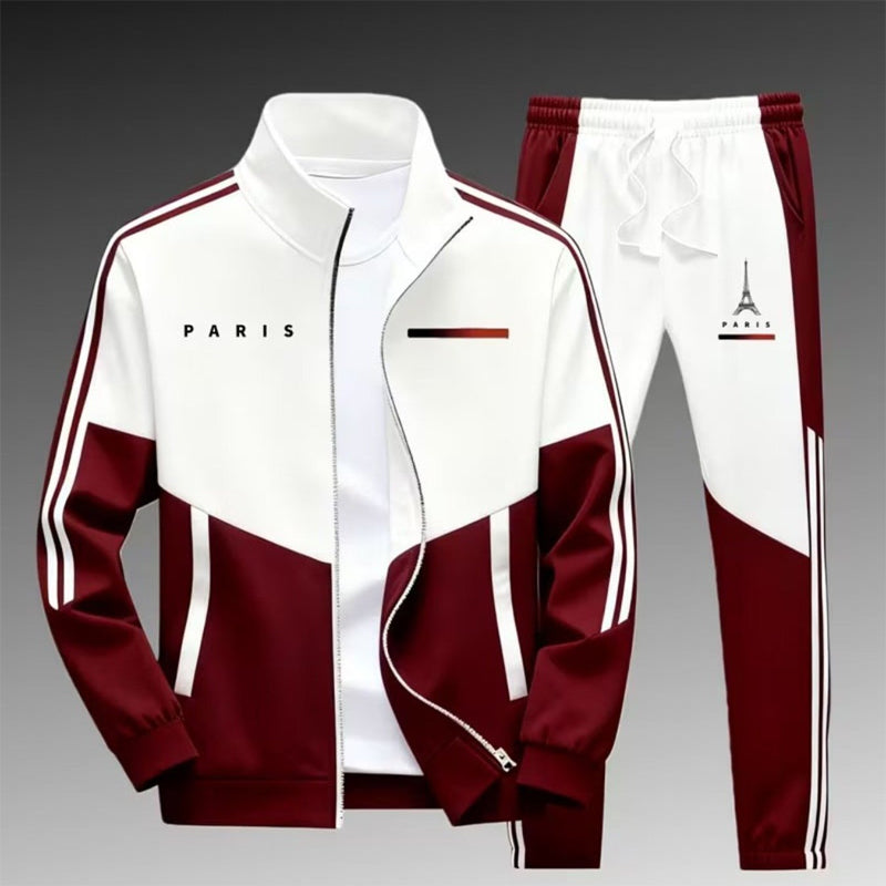 🖤Black Friday Sale:50% OFF🖤 🏃‍♀️Men's Colorblock Zip-Up Jacket & Drawstring Pants Set
