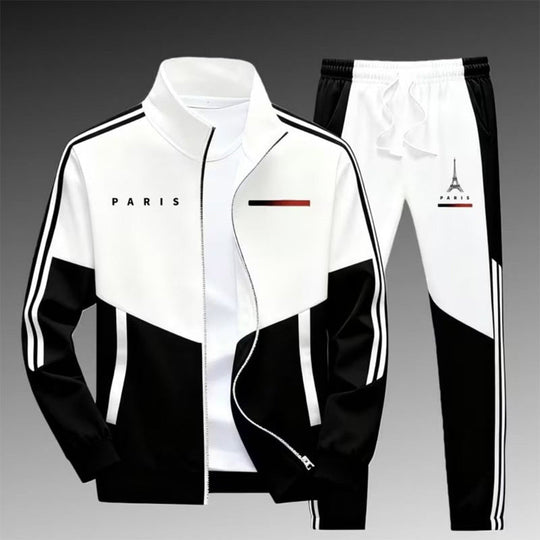 🖤Black Friday Sale:50% OFF🖤 🏃‍♀️Men's Colorblock Zip-Up Jacket & Drawstring Pants Set