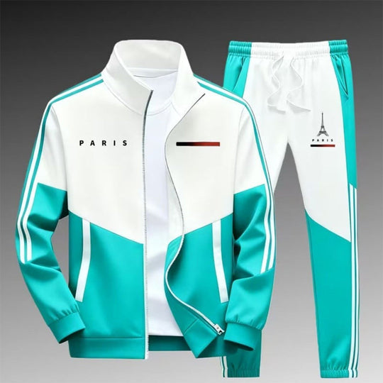 🖤Black Friday Sale:50% OFF🖤 🏃‍♀️Men's Colorblock Zip-Up Jacket & Drawstring Pants Set