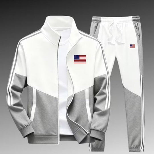 🖤Black Friday Sale:50% OFF🖤 🏃‍♀️Men's Colorblock Zip-Up Jacket & Drawstring Pants Set