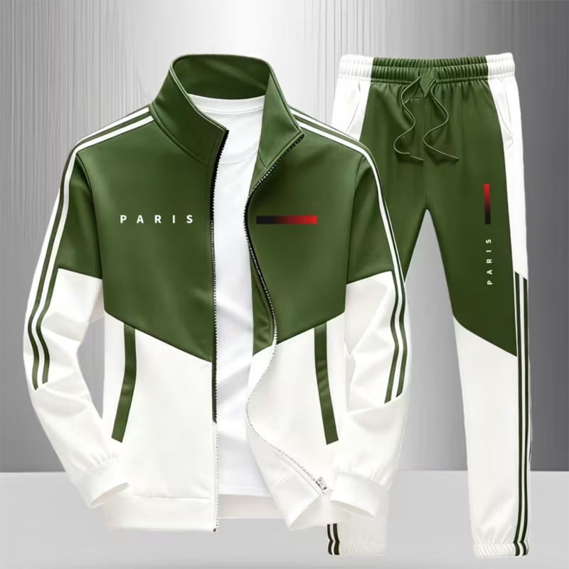 🖤Black Friday Sale:50% OFF🖤 🏃‍♀️Men's Colorblock Zip-Up Jacket & Drawstring Pants Set