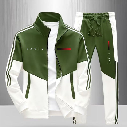🖤Black Friday Sale:50% OFF🖤 🏃‍♀️Men's Colorblock Zip-Up Jacket & Drawstring Pants Set