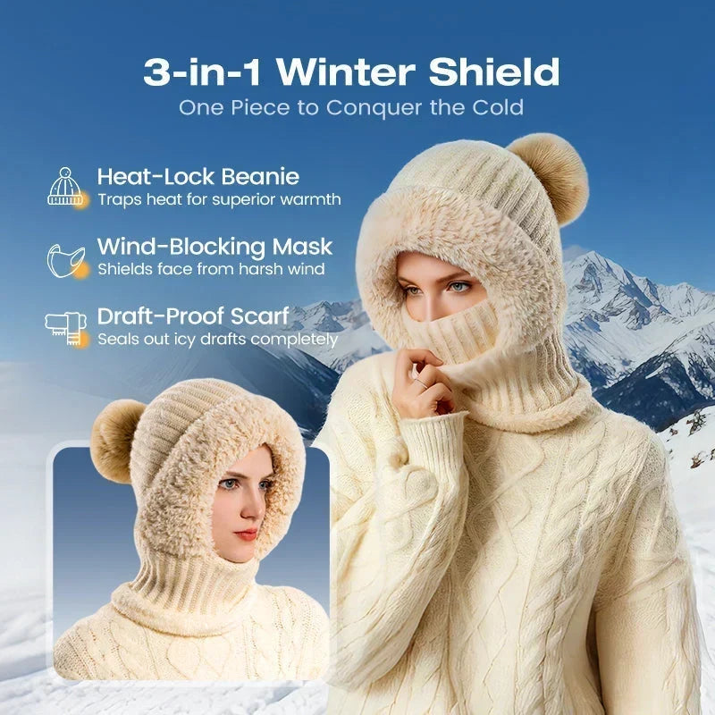 ⏰Black Friday Mega Deal – 50% off!💖Women's Winter One-Piece Knitted Beanie Scarf Mask