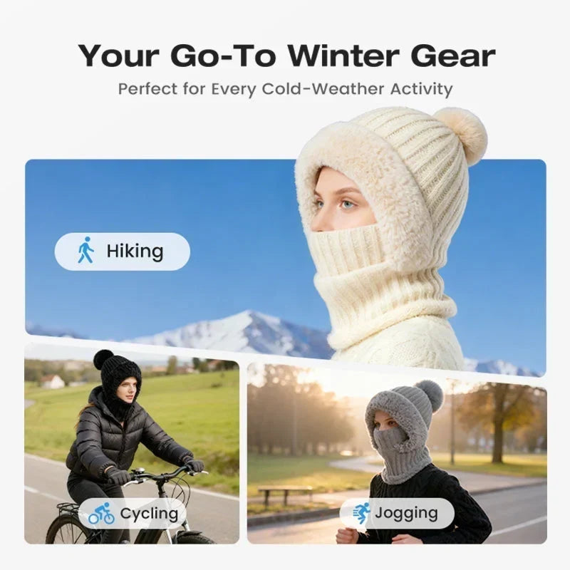 ⏰Black Friday Mega Deal – 50% off!💖Women's Winter One-Piece Knitted Beanie Scarf Mask