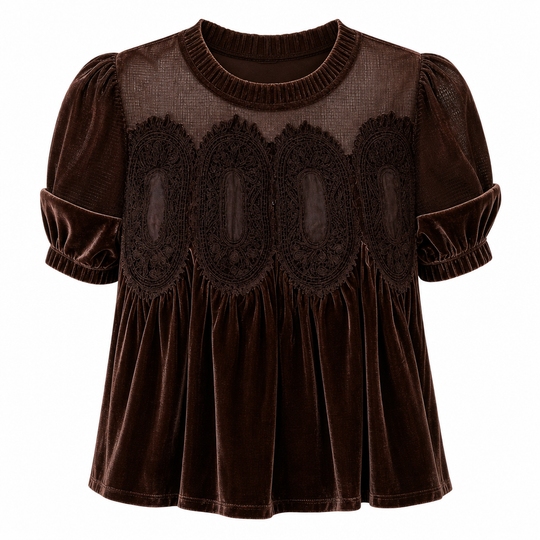 Women's Solid Short Sleeve Top with Ruffle Collar