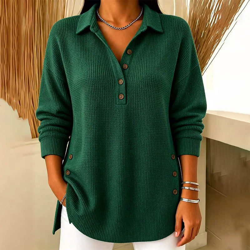 💖Black Friday Mega Deal – 50% off!💖 Women's Waffle Knit Long Sleeve Top ☁️