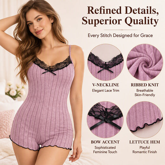 ⏳ Limited-Time Sale Only £10.99 🔥🦋 Women's Butterfly Back Lace Romper – Elegant, Flattering & Comfortable Nightwear