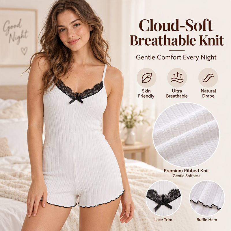 ⏳ Limited-Time Sale Only £10.99 🔥🦋 Women's Butterfly Back Lace Romper – Elegant, Flattering & Comfortable Nightwear