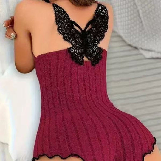 ⏳ Limited-Time Sale Only £10.99 🔥🦋 Women's Butterfly Back Lace Romper – Elegant, Flattering & Comfortable Nightwear