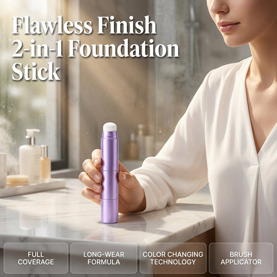 🏆 Last Day Special Price £9.99! 💄 2-in-1 Color Changing Foundation Stick | Skin Tone Matching Cream Foundation Stick for Flawless Makeup✨
