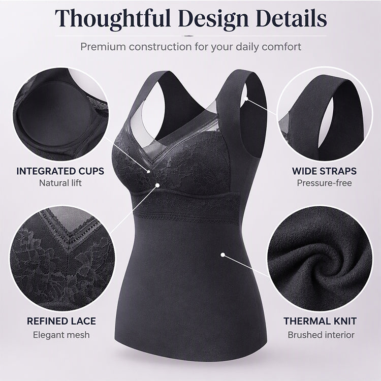 🏆⏰LAST DAY SALE 70% OFF👍✨Thermal Camisole with Built-In Bra – Slim Fit, Warm & Supportive