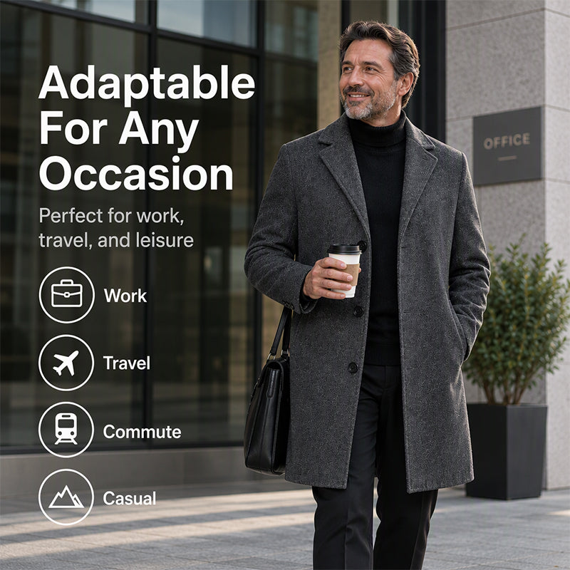 Men's Classic Mid-Length Single-Breasted Coat