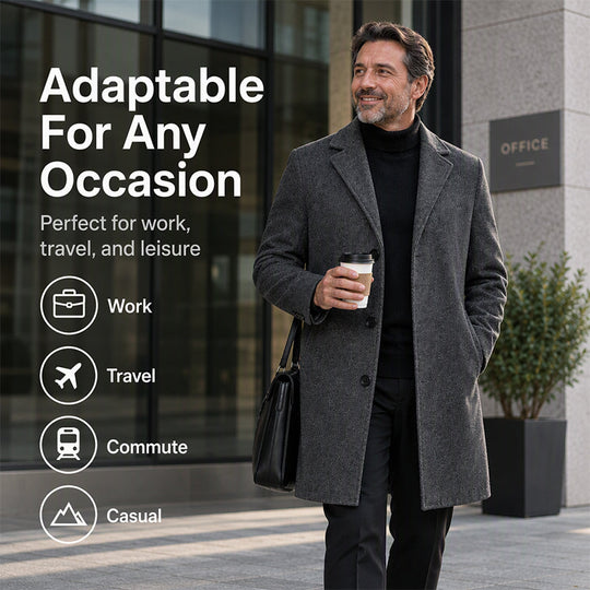 Men's Classic Mid-Length Single-Breasted Coat