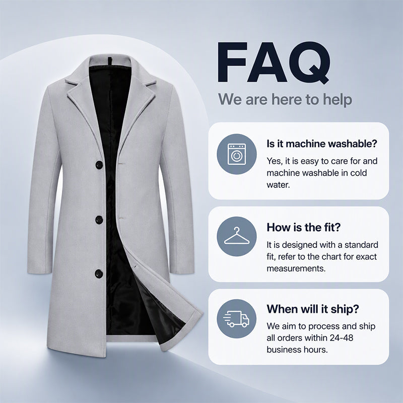 Men's Classic Mid-Length Single-Breasted Coat