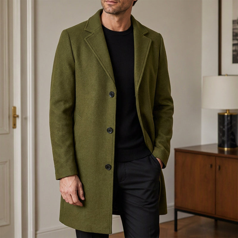 Men's Classic Mid-Length Single-Breasted Coat