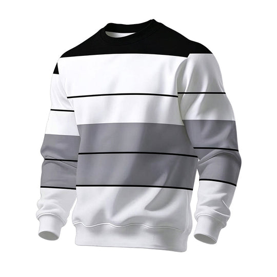 💎 Exclusive Deal 🧶 Men's Casual Crewneck Striped Sweatshirt ✨ soft fabric, crew neck, striped casual pullover