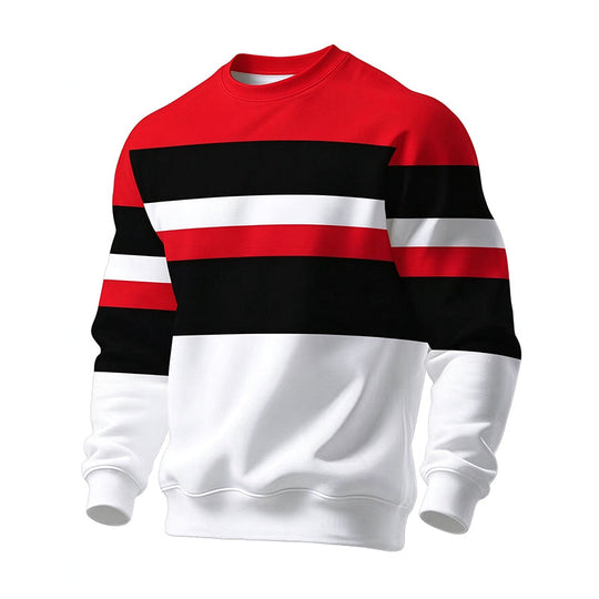 💎 Exclusive Deal 🧶 Men's Casual Crewneck Striped Sweatshirt ✨ soft fabric, crew neck, striped casual pullover