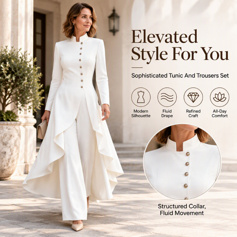 💖Black Friday Mega Deal 💖Women's Elegant Longline Coat and Wide-Leg Pants Set