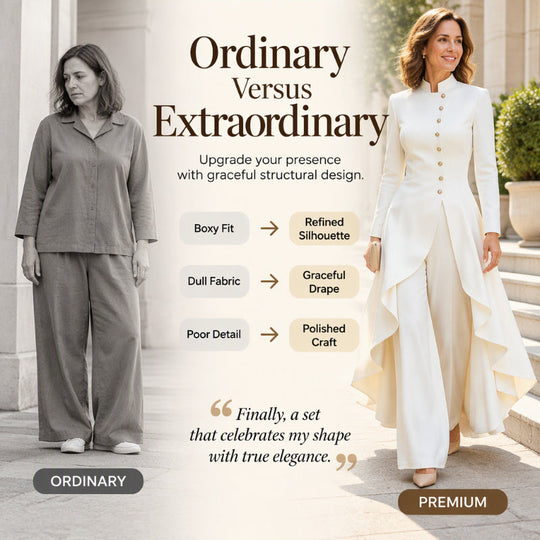 💖Black Friday Mega Deal 💖Women's Elegant Longline Coat and Wide-Leg Pants Set