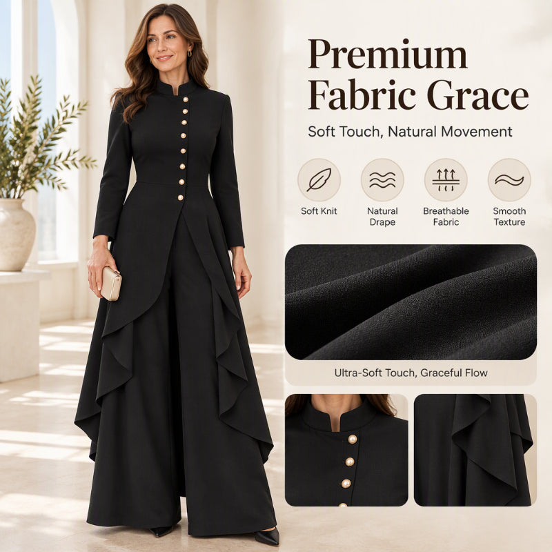 💖Black Friday Mega Deal 💖Women's Elegant Longline Coat and Wide-Leg Pants Set