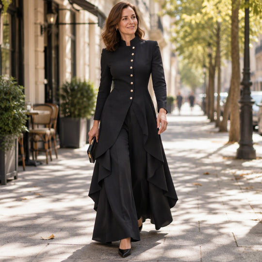 💖Black Friday Mega Deal 💖Women's Elegant Longline Coat and Wide-Leg Pants Set
