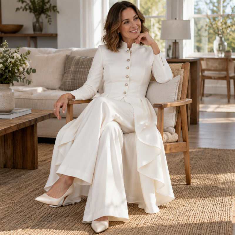 💖Black Friday Mega Deal 💖Women's Elegant Longline Coat and Wide-Leg Pants Set
