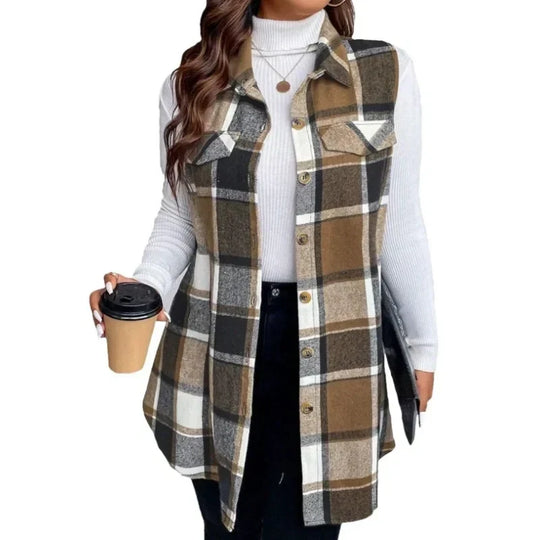 ⏰ Seasonal changeover sale: 50% off – quality at half the price! ✨Women's Plaid Button Down Vest Shirt with Pockets