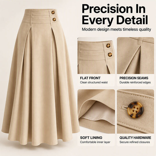 👗 Flattering Fit, All-Day Comfort | Women's High-Waisted Pleated A-Line Maxi Skirt