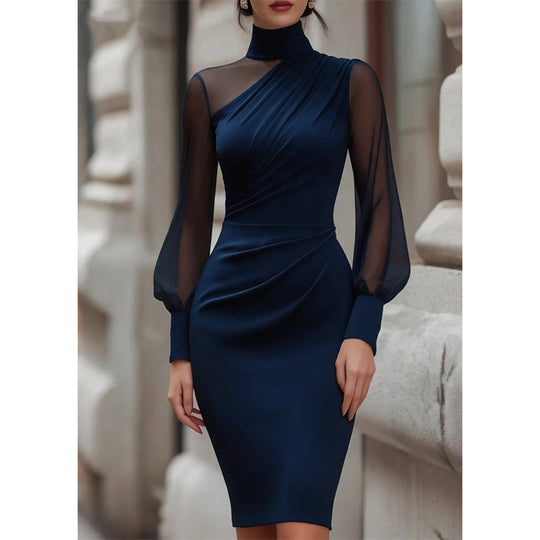 🖤Black Friday Sale:50% OFF🖤Women's Mock Neck Mesh Bodycon Dress