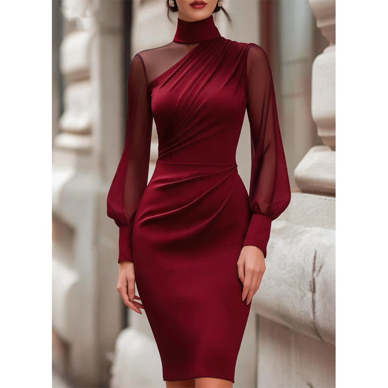🖤Black Friday Sale:50% OFF🖤Women's Mock Neck Mesh Bodycon Dress