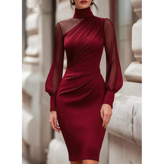🖤Black Friday Sale:50% OFF🖤Women's Mock Neck Mesh Bodycon Dress
