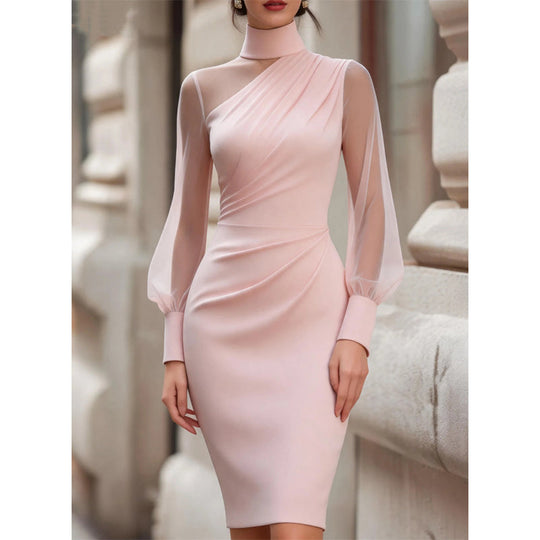 🖤Black Friday Sale:50% OFF🖤Women's Mock Neck Mesh Bodycon Dress