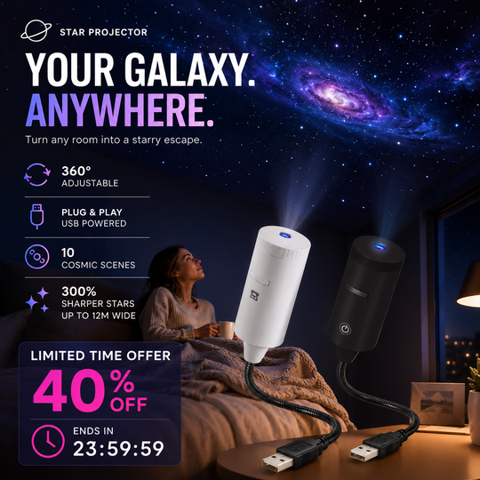 🌌🌙 USB Galaxy Moon Projector Night Light – Rotating Starry Sky, Soothing Sleep Ambience – Pay on Delivery ✨✅