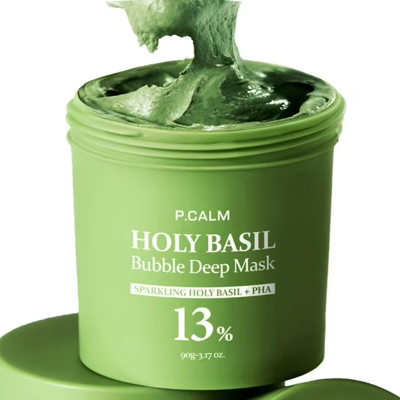 P.CALM Holy Basil Carbonated Mask: Deep Pore Cleanser, Blackhead & Sebum Control